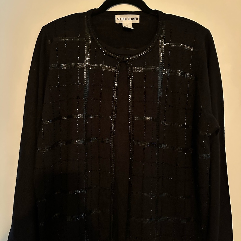 Alfred Dunner Black Sequin Sweater
